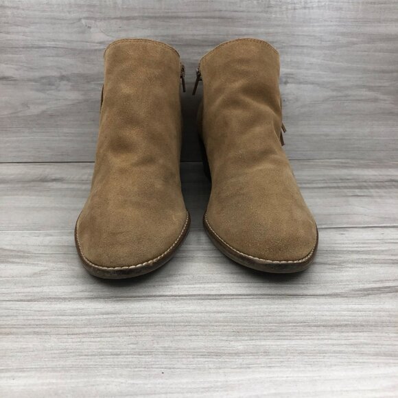 Lucky Brand Ankle Boots Women's11 Felisie Tan Suede Fringe Zip Booties - Picture 5 of 13